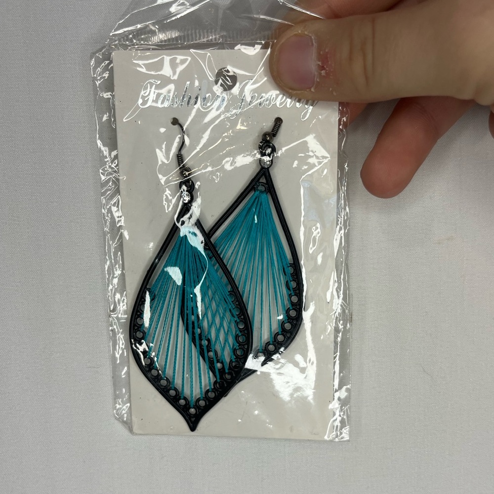 Blue String Earrings